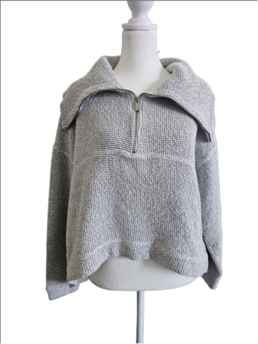 Sweaty Betty Grey Boucle half-zip Sweatshirt Size 6